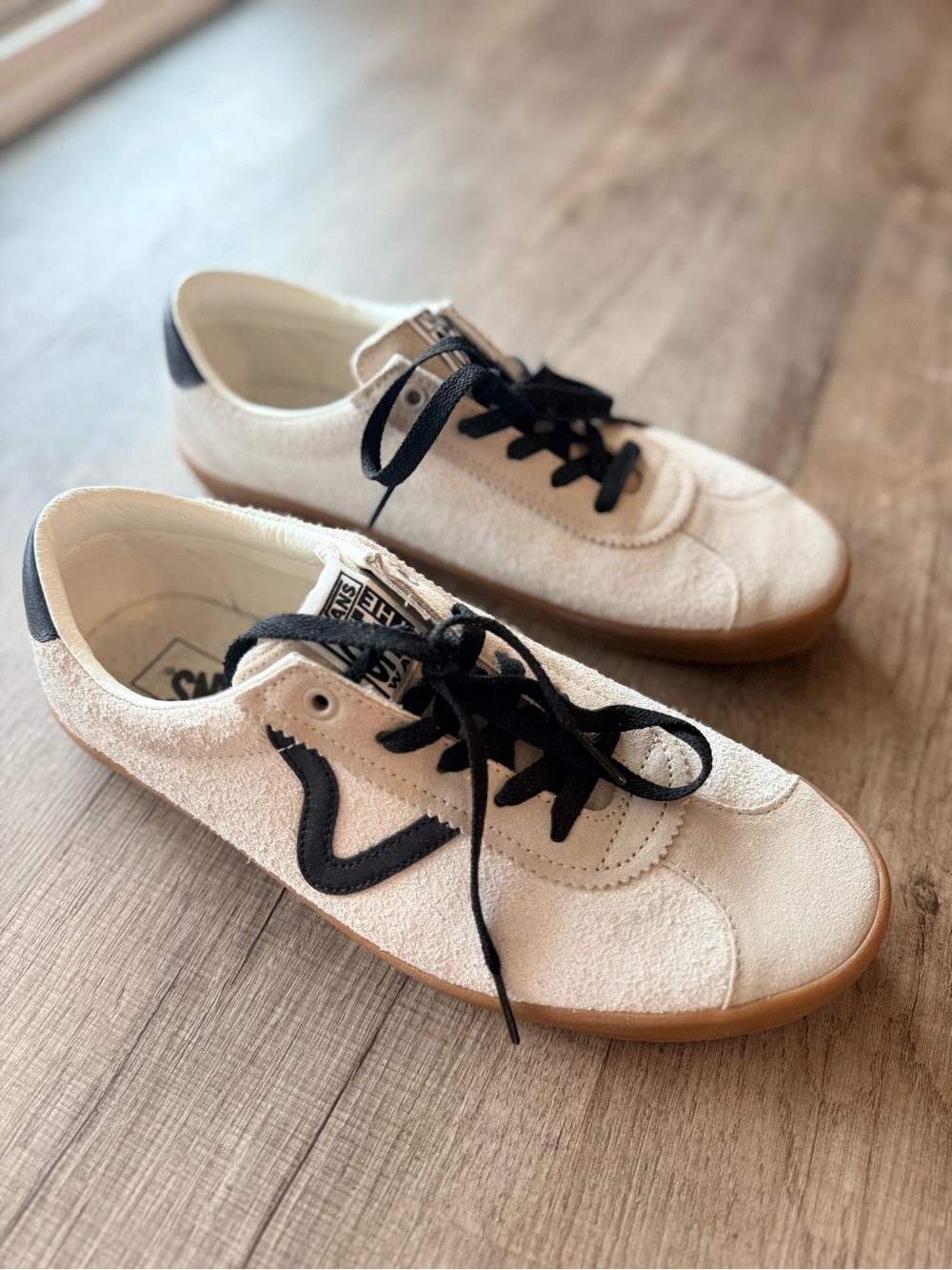 Men's Vans Suede Casual Sneakers in Off-White with Black Accents
